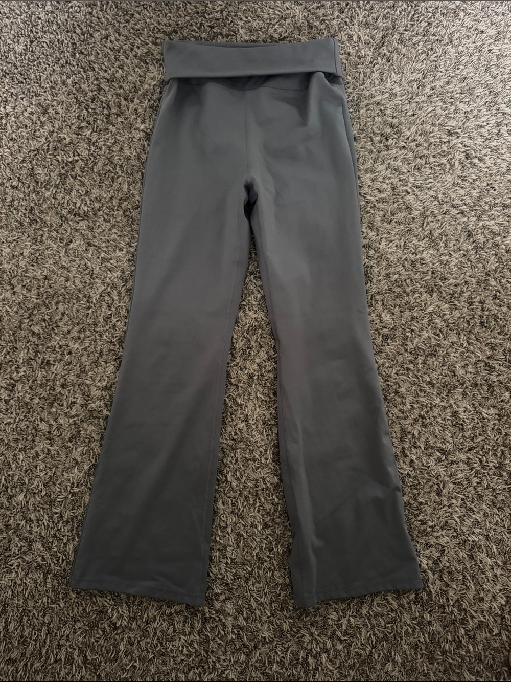 High-Waist Gray Flare Yoga Pants